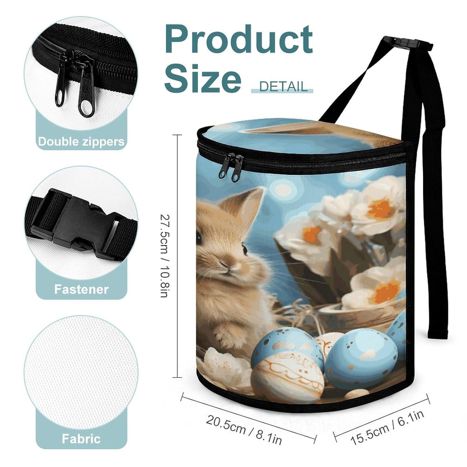 Hanging Car Trash Bag Cute Easter Eggs Rabbit Printed Car Garbage Storage Bag Leakproof Car Trash Can Portable Garbage Storage Bags