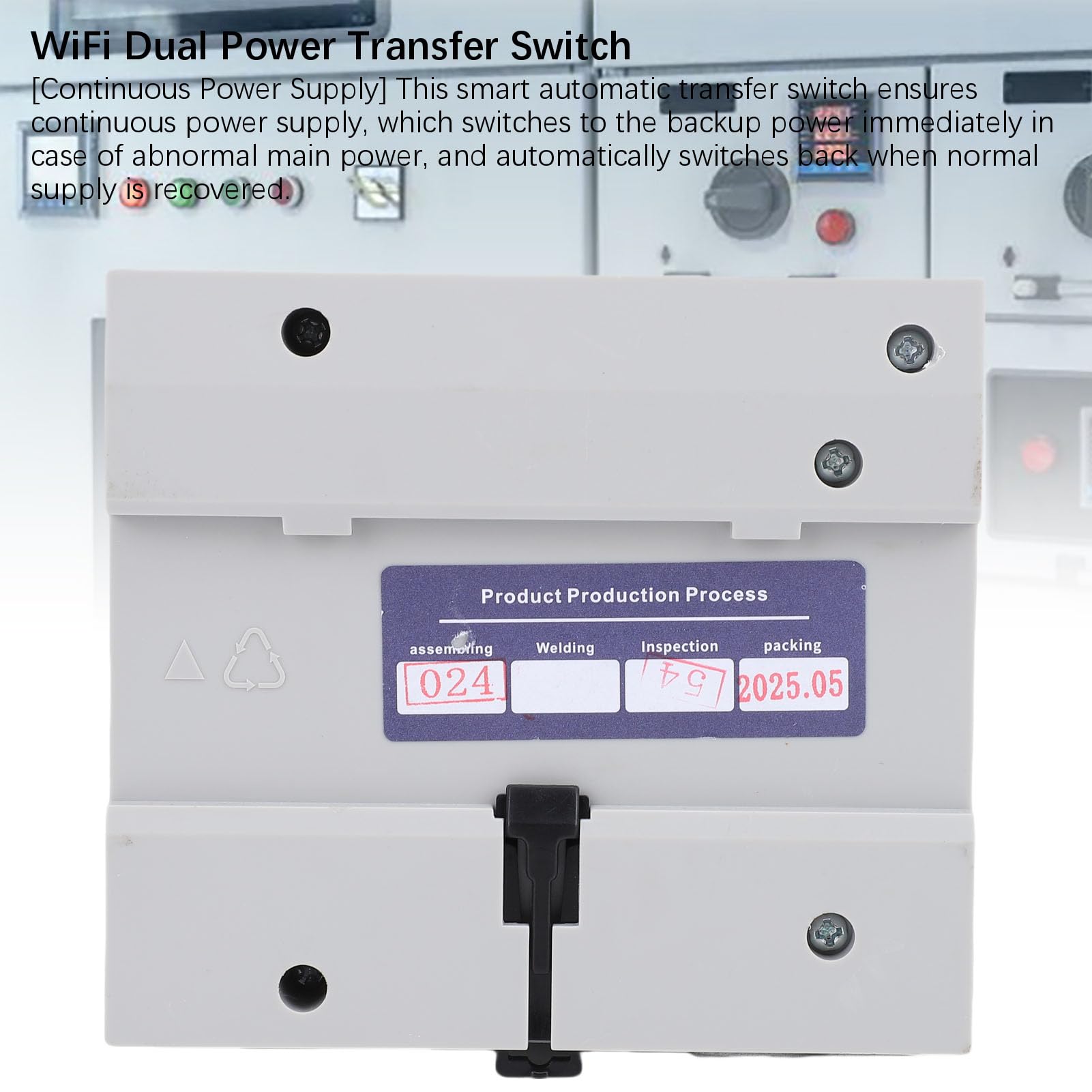 Sxhlseller Interruptor de Transferencia Automática de Doble Potencia con Control WiFi y Materiales Premium para Laboratorio de Fábrica en el Hogar, 2P 100A ATS