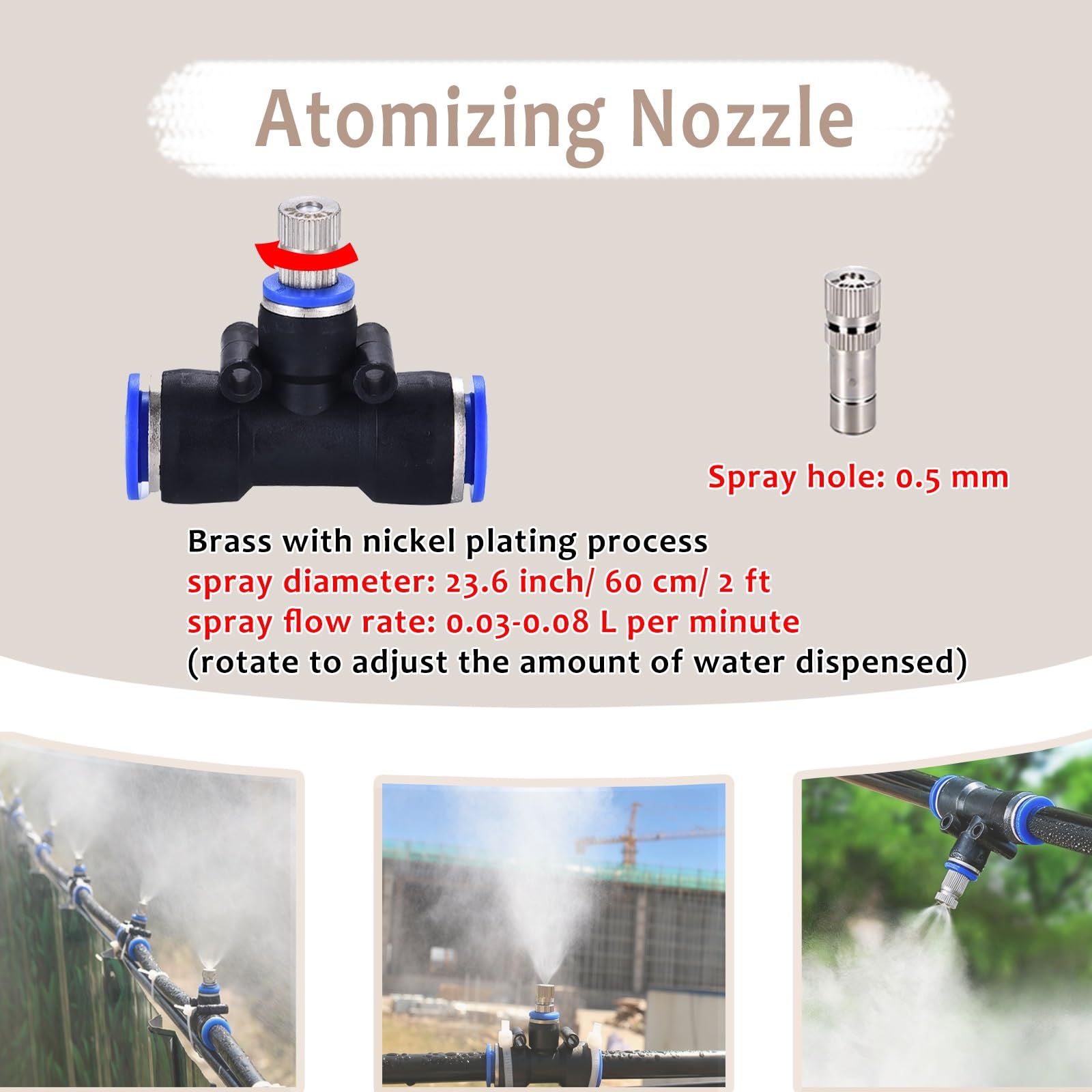 ERRULAN Sistema irrigazione Giardino Sistema Automatico irrigazione e dissipazione Calore, Kit nebulizzazione disinfezione Industriale, ugelli Regolabili, Installazione DIY | 98.5ft(30m)