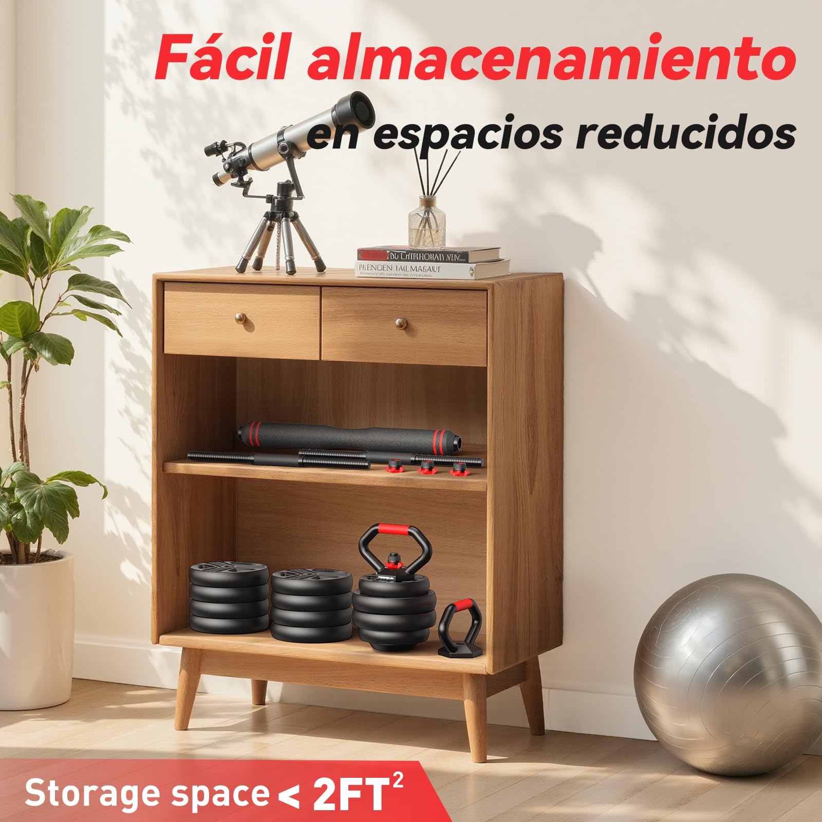 FEIERDUN 10kg-40kg Juego de Pesas y Mancuernas Ajustables, Kit Pesas 5 en 1 con Barra, Pesas Rusas y Soportes Para Flexiones, Equipo de Entrenamiento Progresivo para Toda la Familia
