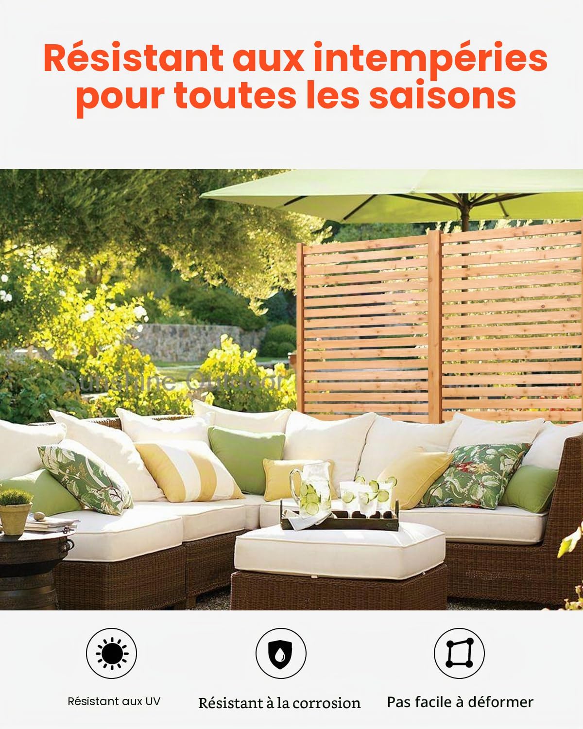 VEVOR Brise-Vue en Bois, 91x186 cm, Panneau Intimité Autoportant avec Support, Écran de Confidentialité Décoratif, Paravent Séparateur Extérieur Durable pour Patio, Balcon, Terrasse, Pelouse, Jardin | Cloison de séparation pour balcon, terrasse, pelouse,