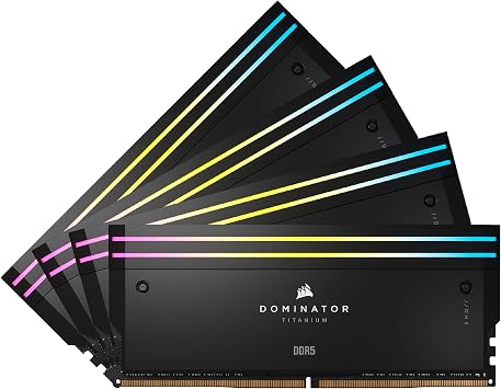CORSAIR DOMINATOR TITANIUM RGB DDR5 RAM 96GB 4x24GB DDR5 Up to 6000MHz CL30 Intel XMP iCUE Compatible Computer Memory - Black CMP96GX5M4B6000C30