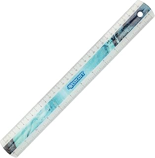 Westcott Regla de plástico con aspecto de mármol y arte de 30 cm, color turquesa, E-13300 Blue