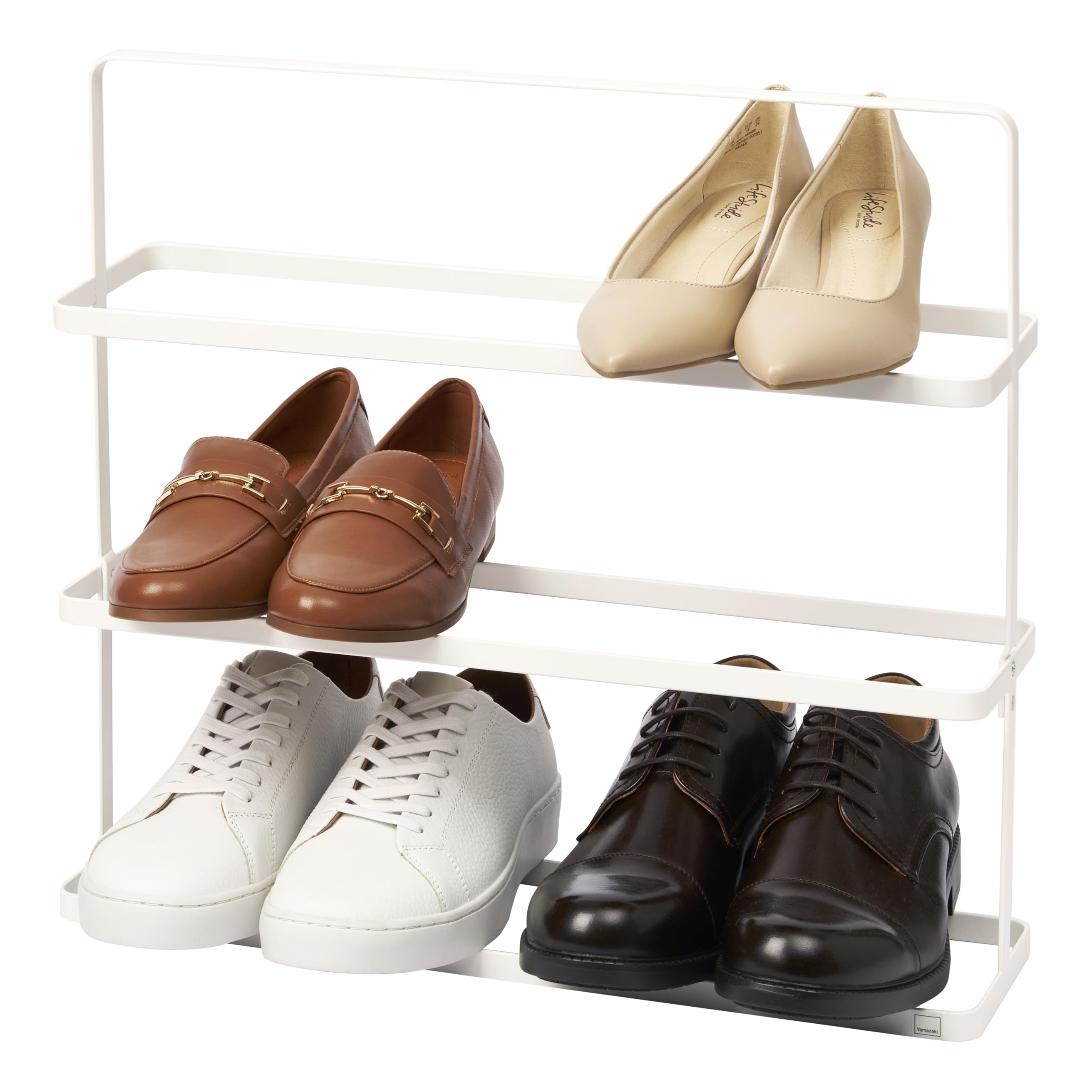 YAMAZAKI Home Tower Compact Modern Metal Shoe Rack, 18" - Steel - Holds 6 to 9 Shoes