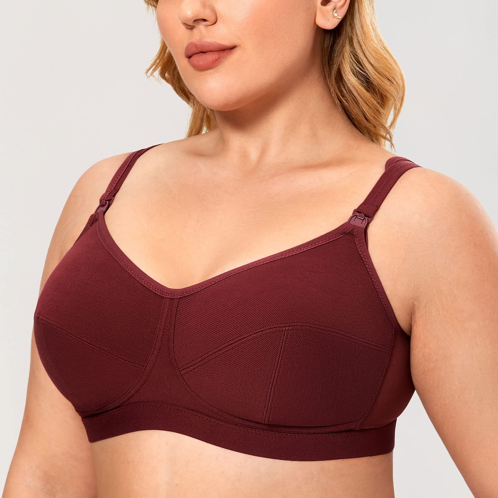 Sujetador De Maternidad del Oficio De Enfermera del Las Mujeres, Amamantamiento Cómodo Suave del Algodón De Las Mujeres (Color : Red Wine, Size : 105F)