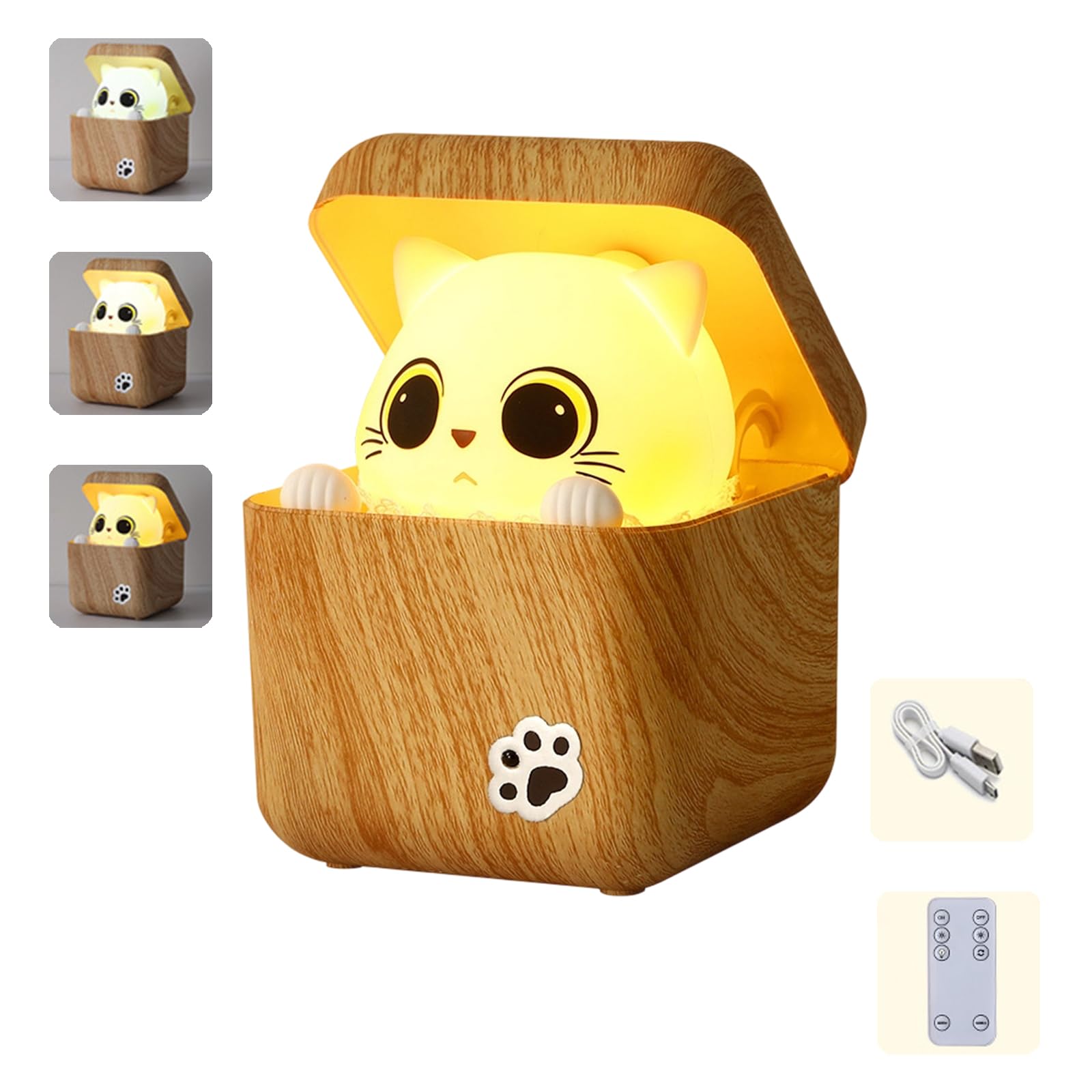 Lámpara de noche con tema de gatos interactivos juguetones con modos de luz ajustables Operaciones silenciosas Luz decorativa Textura de Lámpara de noche divertida para mascotas
