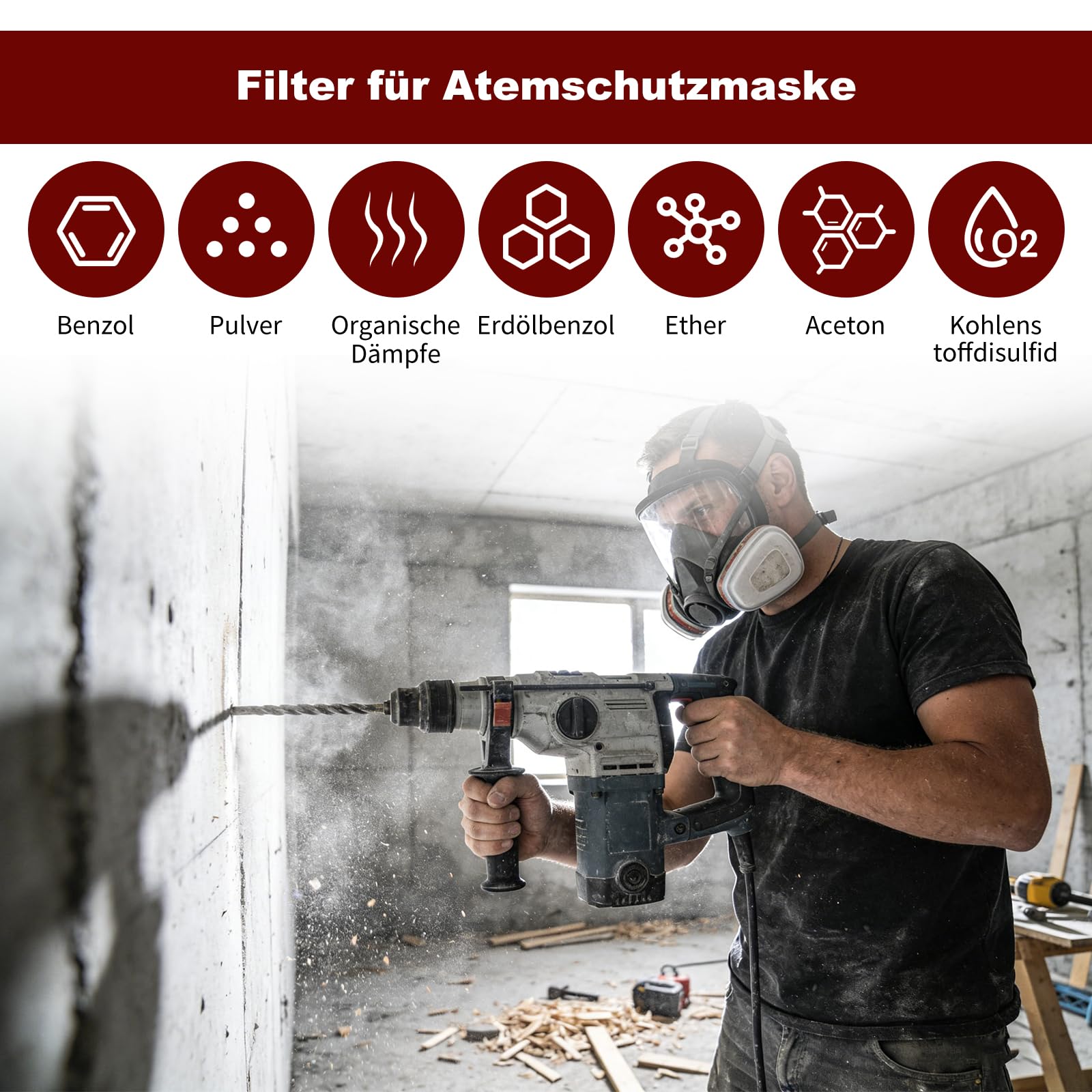10 filtros para máscara respiratoria, 6001 para máscara pintura, cartuchos de vapor orgánico, filtro químico de pintura contra polvo, gas, vapores orgánicos, con 6100/6200/7501/7502/6502/6800