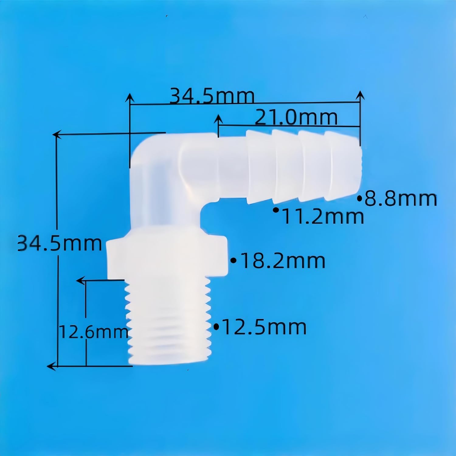 25-Pack 1/4G Male Thread Connector - Reusable plastic Hose Threaded Barb Pipe Fittings for Food and Lab(5/16inch L-Type 4-Barb)