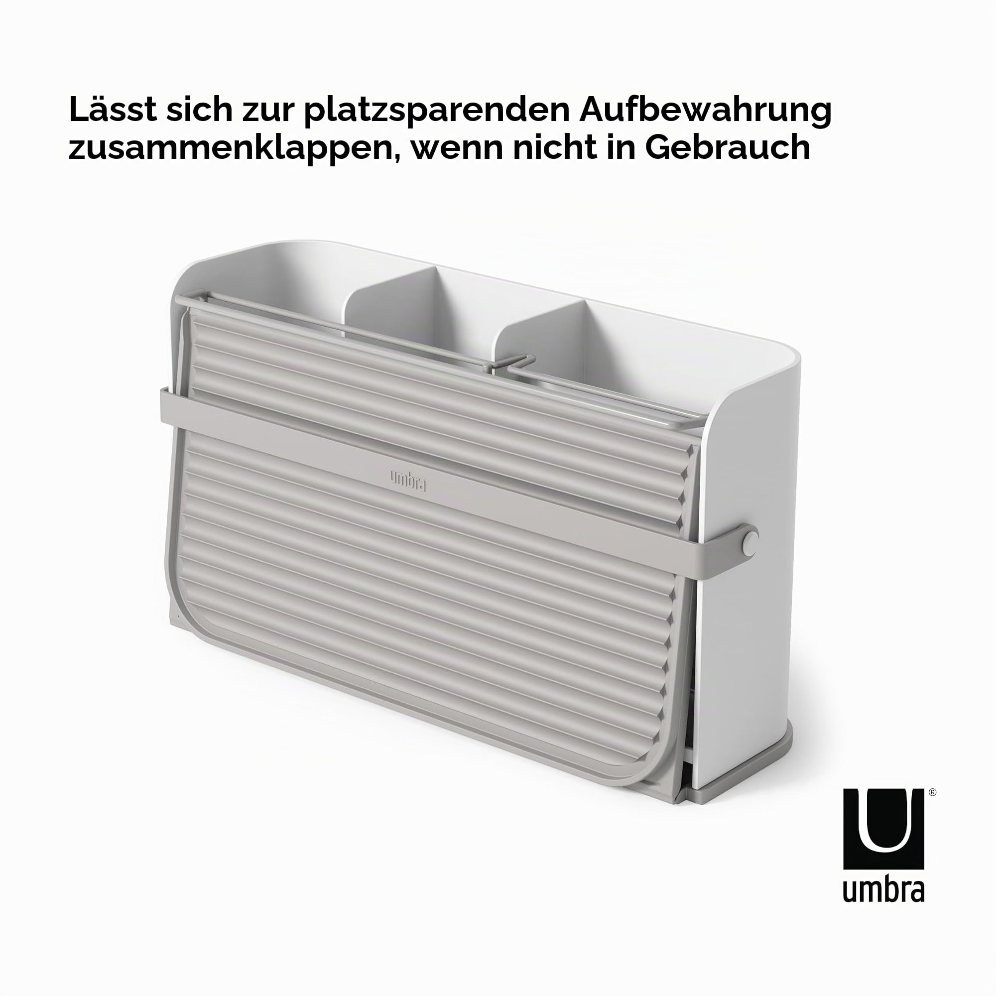 Umbra Sling Faltbares Abtropfgestell, Platzsparend Mit Caddy, Weiss