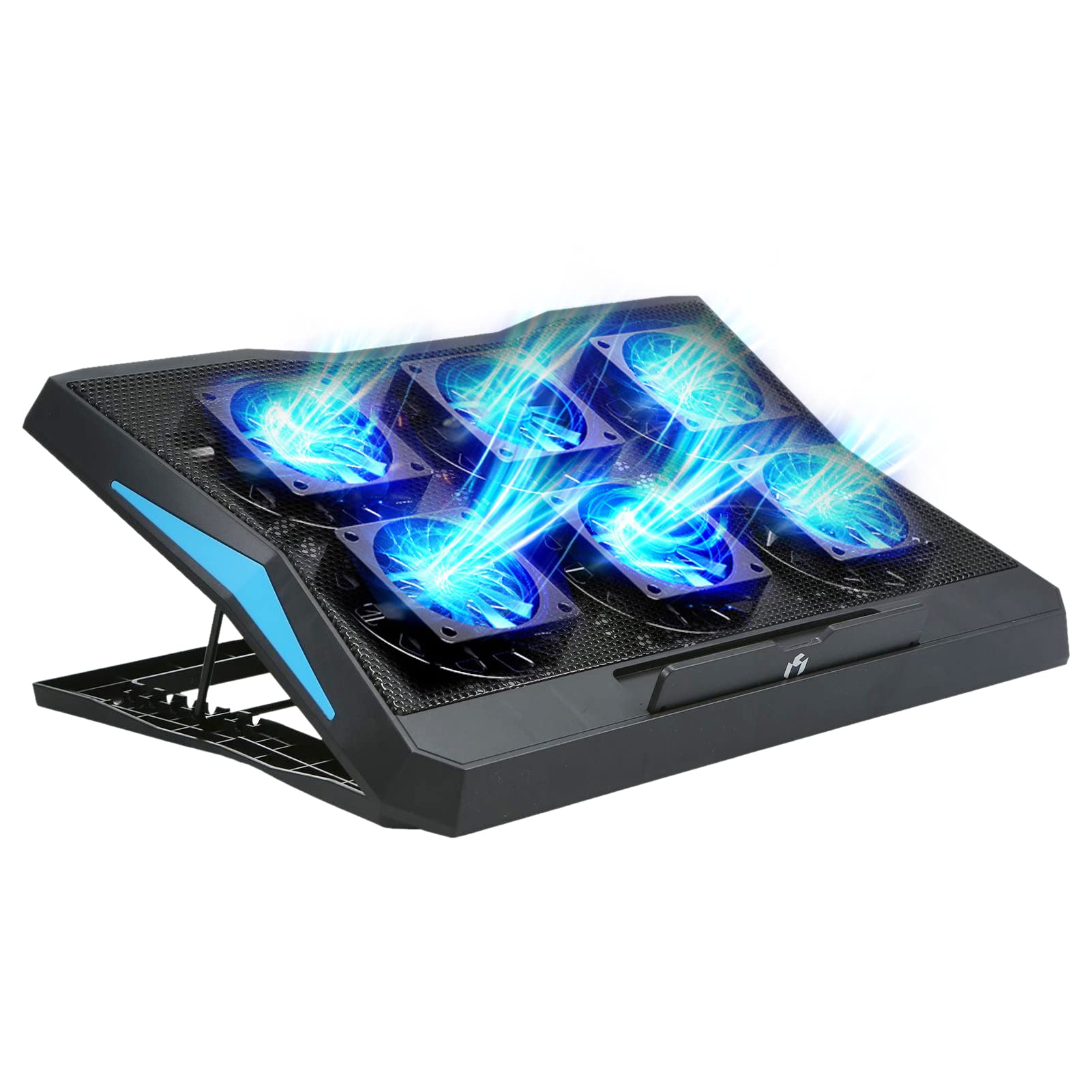 Supporto di Raffreddamento per Laptop a 6 Ventole a Basso Rumore con 6 Angoli Regolabili, Doppie Porte USB, Superficie in Rete per Prevenire il Disagio Articolare, Studenti e Professionisti