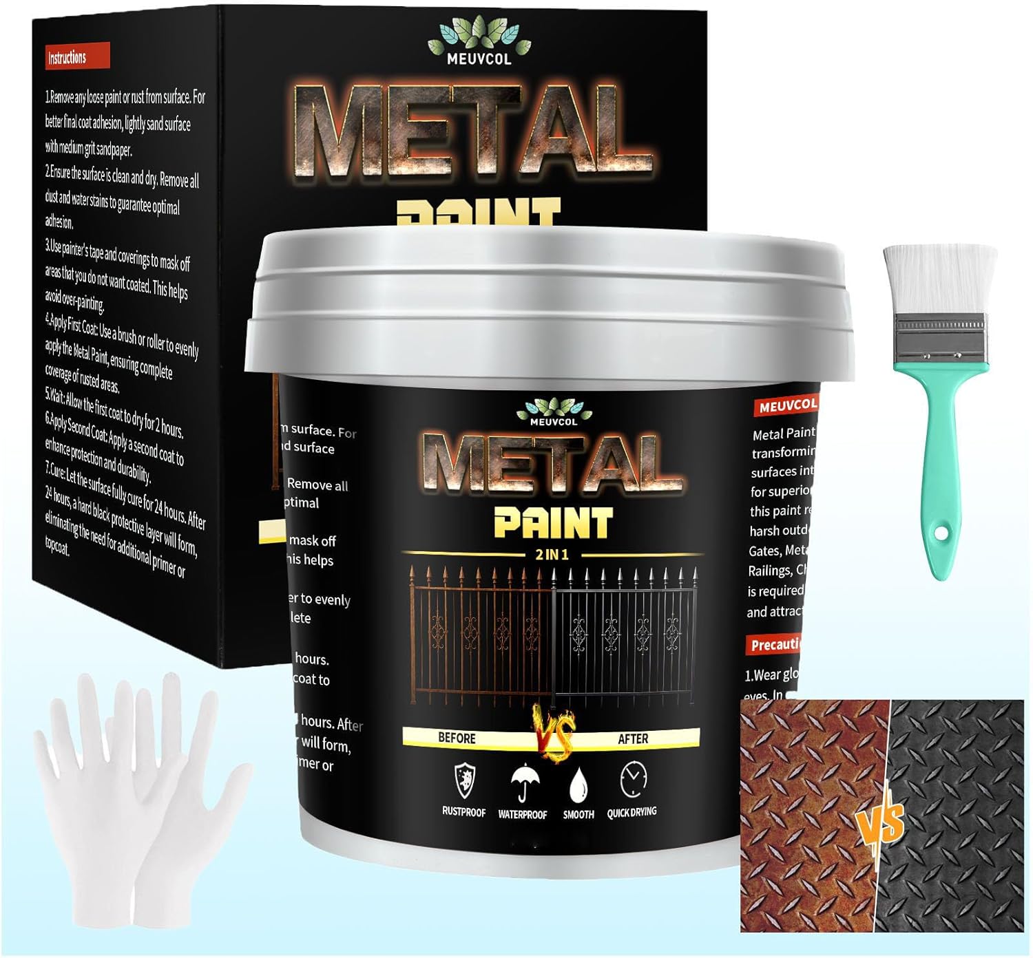 Metal Paint – 35 Floz Black Paint for Metal Surfaces