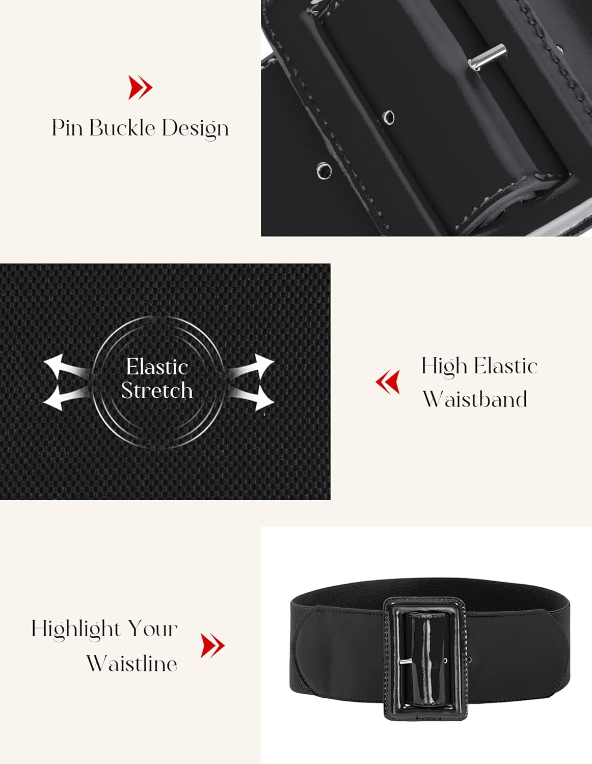 GRACE KARIN Women's Stretchy Belt 1950s 3 Inch Wide Elastic Belts - Image 2