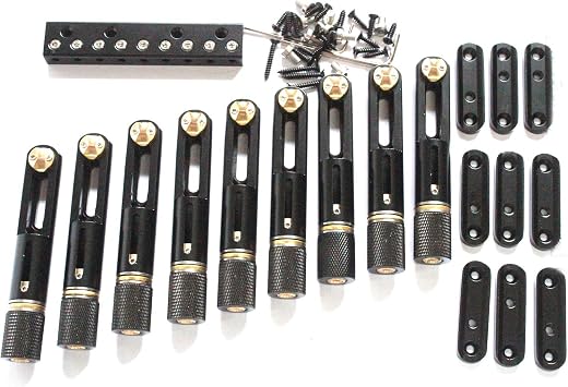 One set 9 strings black single headless bass bridge