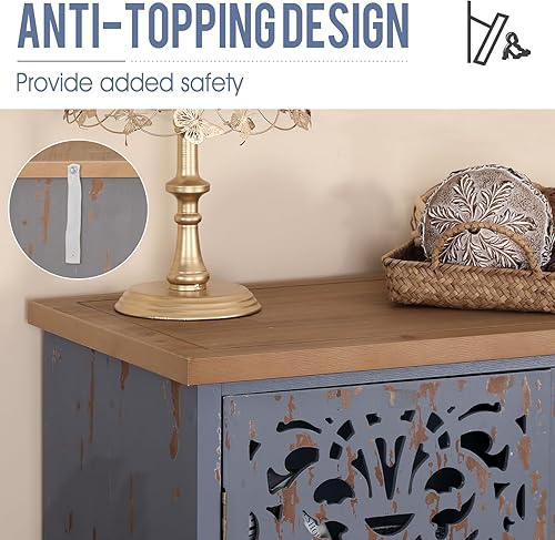 Miniatura 5 de PHI VILLA Armario de entrada con 2 puertas, armario de almacenamiento rústico para sala de estar, dormitorio, dormitorio