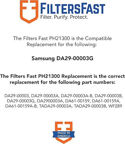 Miniatura 2 de Filters Fast PH21310 - Repuesto compatible con cartucho de filtro de agua de carbono Samsung DA29-00020B, dispensador de agua para refrigerador