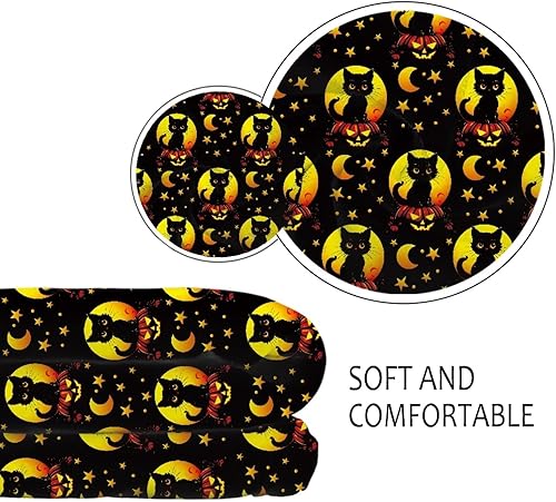 Miniatura 5 de Manta de cama con diseño de gato negro y calabaza, estrella, para mujeres y hombres, lavable a mano, accesorios para muebles, funda cálida para