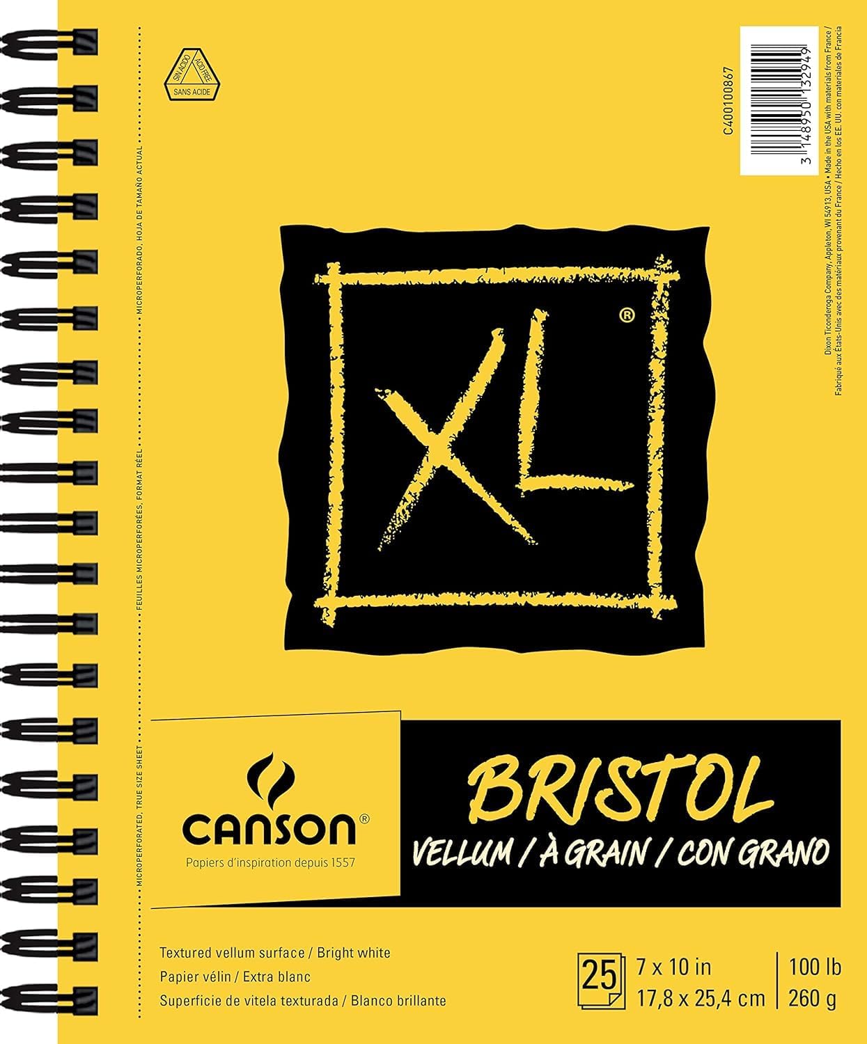 XL Series Vellum Bristol, Yellow/Black, 7x10
