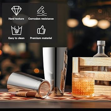 WOTOR Boston Cocktail Shaker Set, 530ml & 830ml Stainless Steel Weighted Shaker Tins, Professional Bar Tools for Bartender, Metal Mixer for Martini & Cocktails (3 Pack)