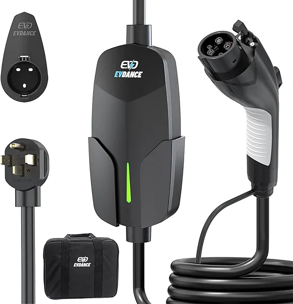 Level 2 EV Charger 32A Fast Charging, 7.68KW 240V Portable & Home Electric Vehicle Charging Station with 25ft Cable, NEMA 14-50 Plug, IP66 Waterproof, EV Charger Compatible with All J1772 EVs