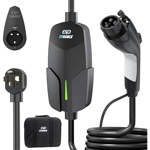 Level 2 EV Charger 32Amp, 7.68kW Portable & Home EV Car Charger with 25FT Cable, NEMA 14-50 Plug, IP66 Waterproof, 240V Electric Vehicle Charging Station Compatible with All J1772 EVs