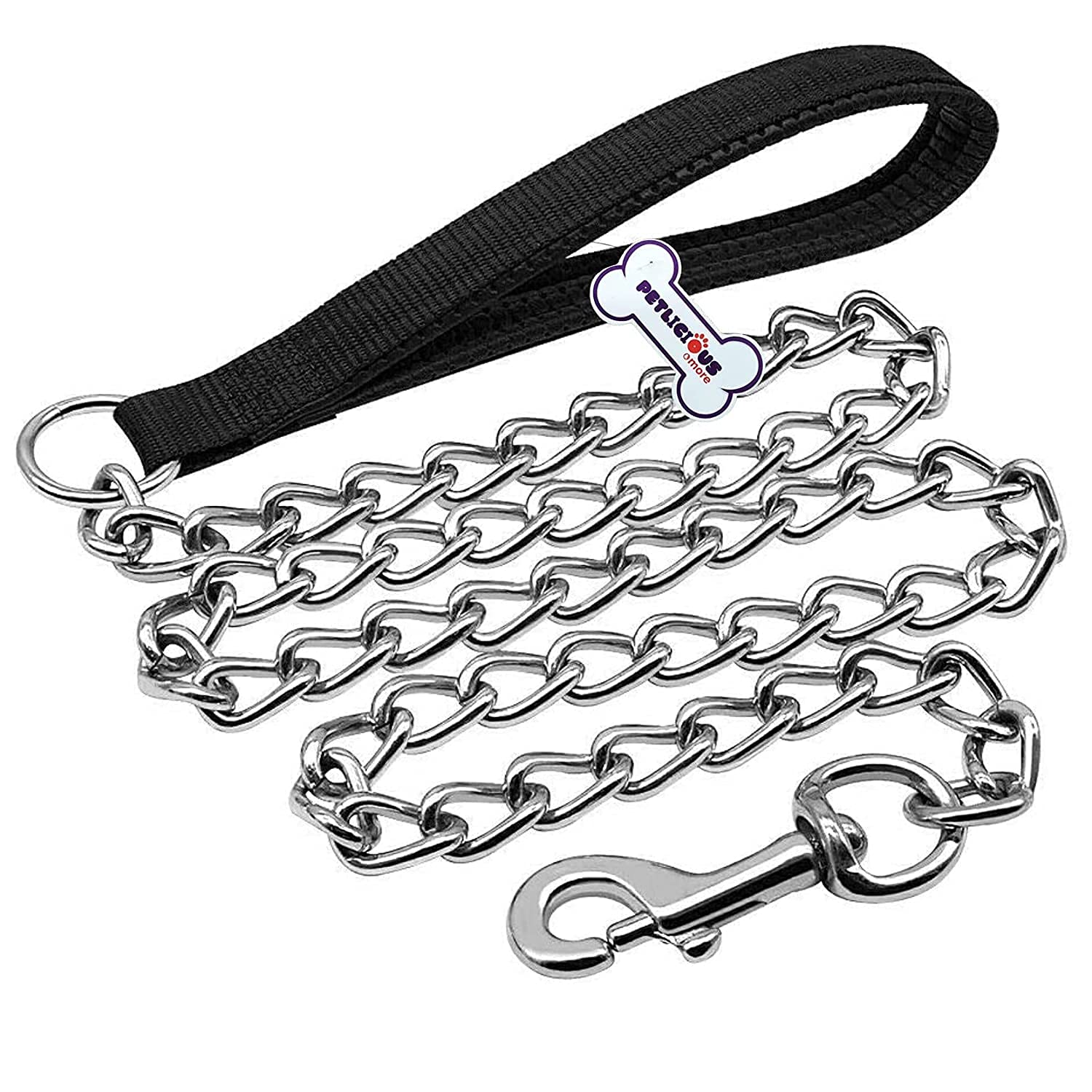Petlicious & More® Heavy Duty Chain Leash for Dogs, Metal Dog Leash Dog Chain with Handle for Large Size Dogs (Size - Large, Black) (B09H3G568R) Amazon Price History, Amazon Price Tracker