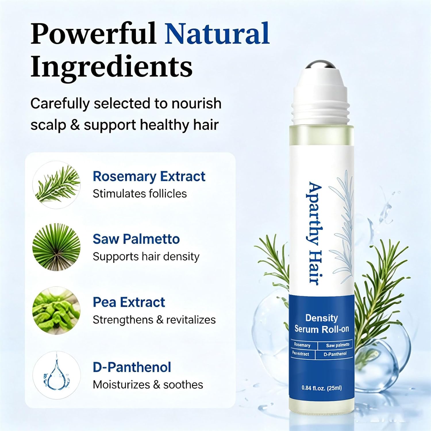 Hair Growth Roll On, Density Hair Growth Serum Roll on for Thicker, Youthful Leave-In Gentle Formula Nourishes Scalp & Roots for Men & Women (2Pcs)