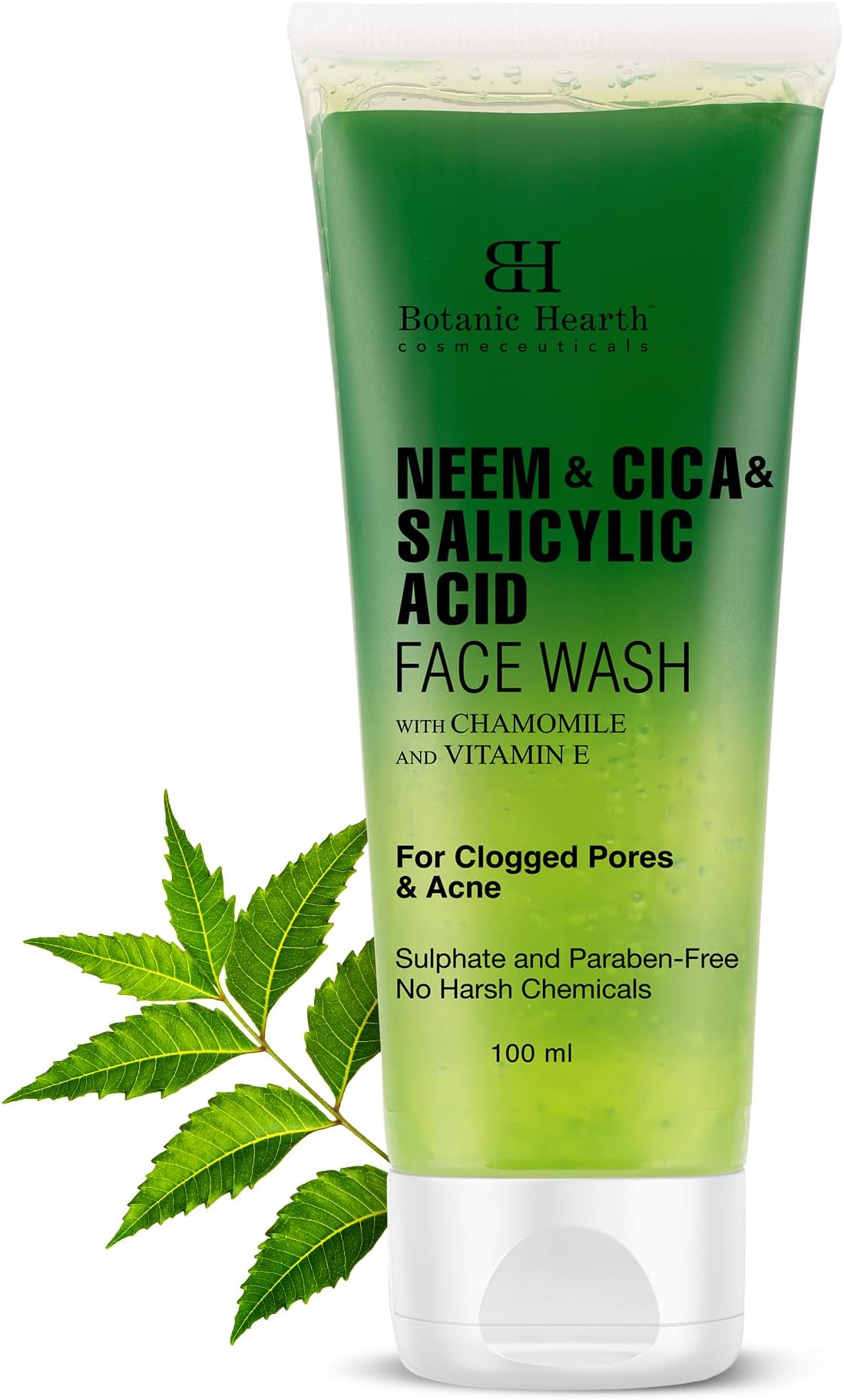 Botanic Hearth Neem, Cica & Salicylic Acid Cleanser Face Wash | Anti Acne Face Wash with Vitamin E & Chamomile | Removes excess oil & Clogged Pores | For Women & Men | Sulphate & Paraben Free | 100ml