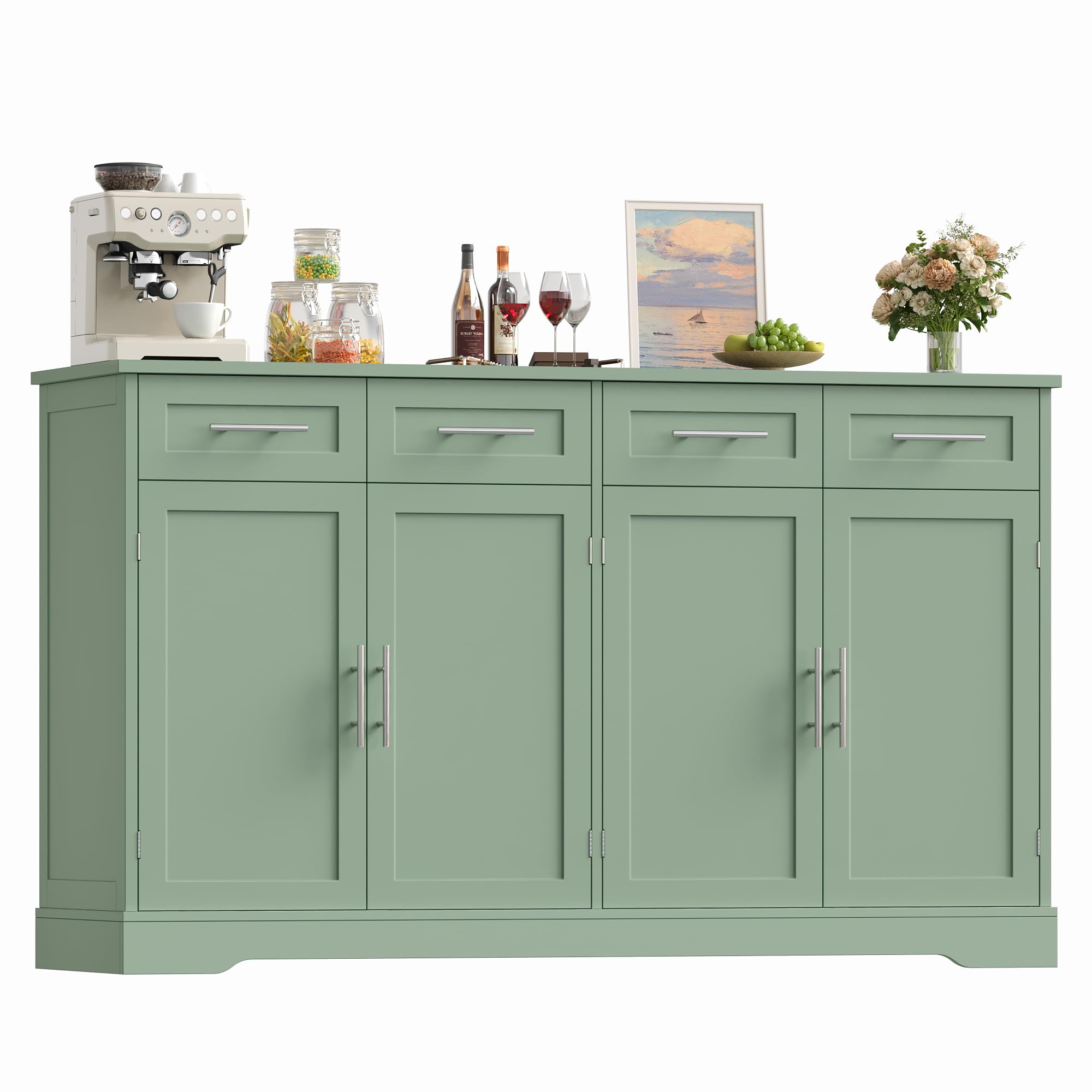 HOCSOK Küchenschrank mit Arbeitsplatte, Sideboard Küche mit Mikrowellenregal, Buffetschrank mit