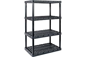 Gracious Living Extra Large Plastic Heavy Duty Four Shelf Storage Shelves Keeps...