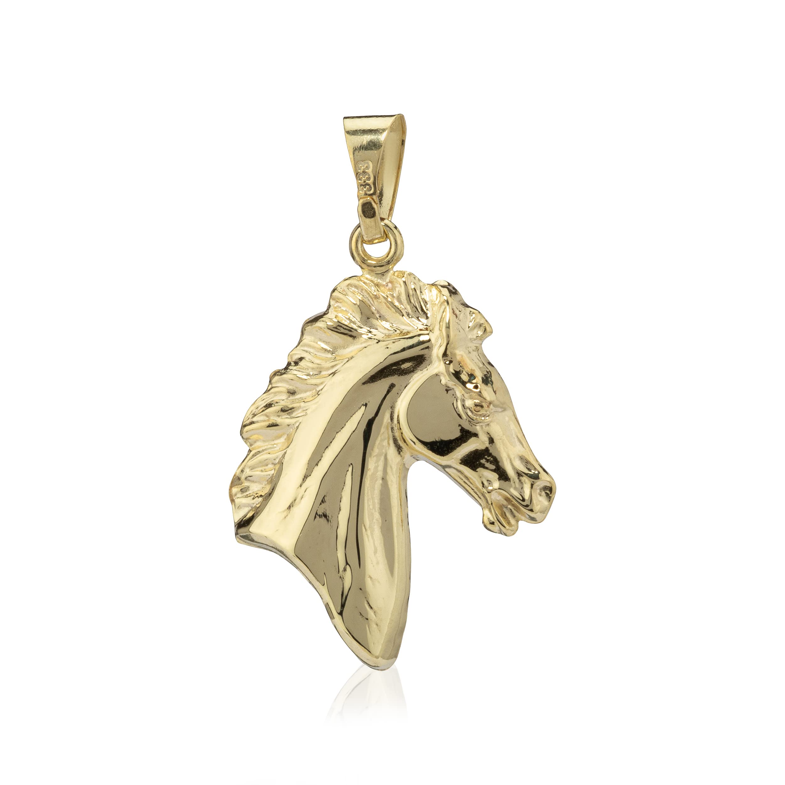 NKlaus Colgante Cabeza de Caballo Oro Amarillo de 8 Quilates 333 Brillante 16,8mm Amuleto de Caballo 6500