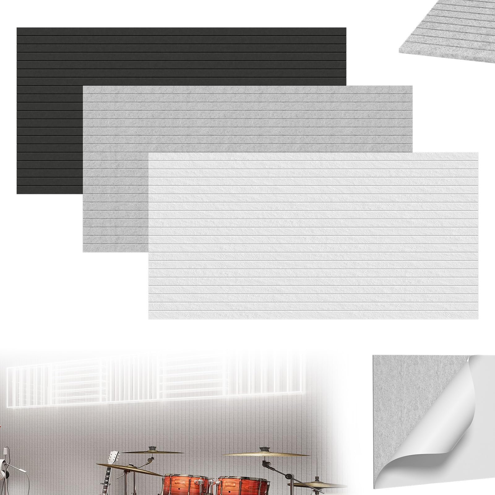 LZQ Akustikpaneel Akustikplatten Selbstklebend 120x60cm Wandpaneel Schalldämmung Akustik Wandverkleidung Filz Wand Deko Schallabsorber Panel für Wohnzimmer Büro Studio, 8 Stück Grau