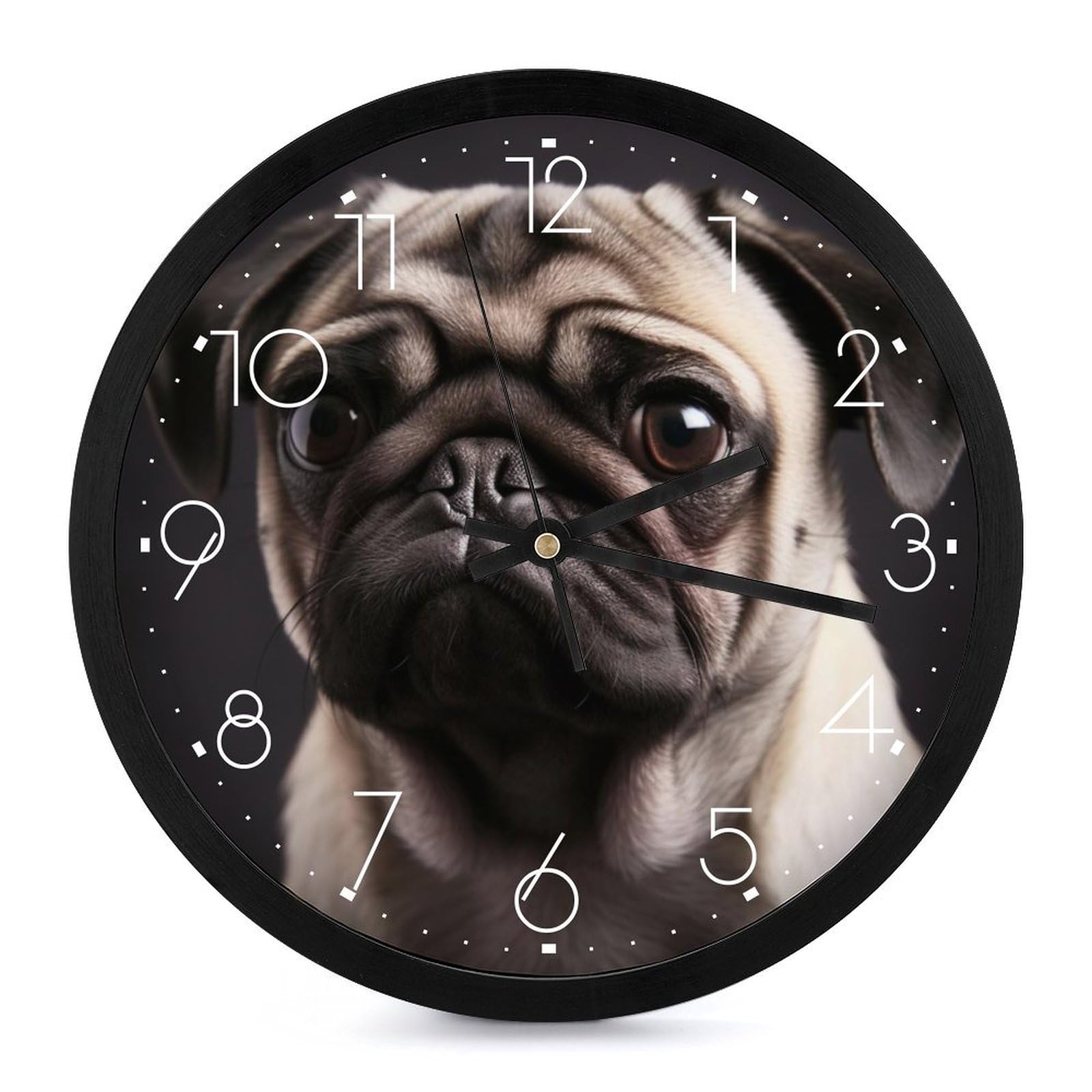 Horloge personnalisée en forme de carlin cadeau déco salon et cuisine
