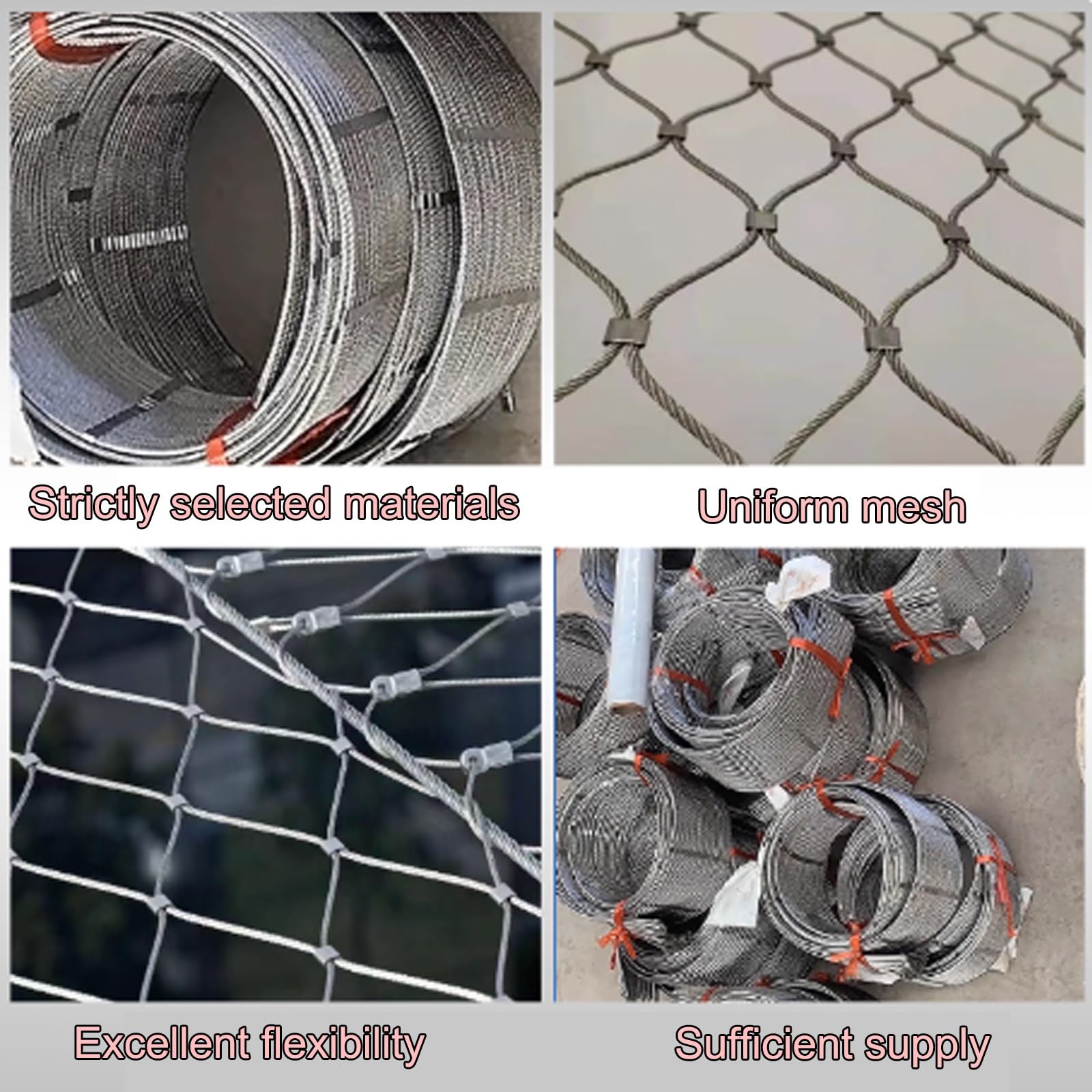 Red de Cable Flexible de Acero Inoxidable 304 - Red de Seguridad anticaídas para Balcones, Jardines, escaleras y Alturas elevadas (9 x 2,3 m / 29,5 x 7,5 pies) - Sistema de Valla X-Grid Dura