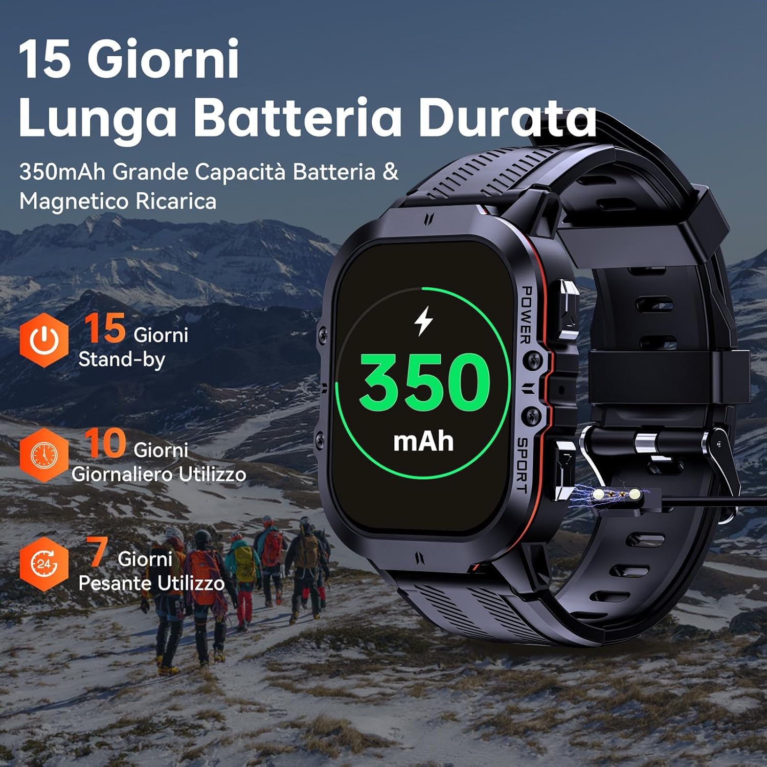 OUKITEL BT20 Smartwatch Uomo,1,96''Orologio Smartwatch con Effettua/Risposta Chiamate,5ATM Impermeabile, 120+ Modalità Sportive Fitness Tracker con Cardiofrequenzimetro, SpO2, Sonno, per iOS/Android
