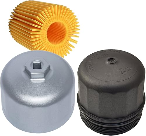 Miniatura 5 de E-cowlboy Llave de filtro de aceite de 16 flautas de 3.386 in para BMW y Volvo, plata