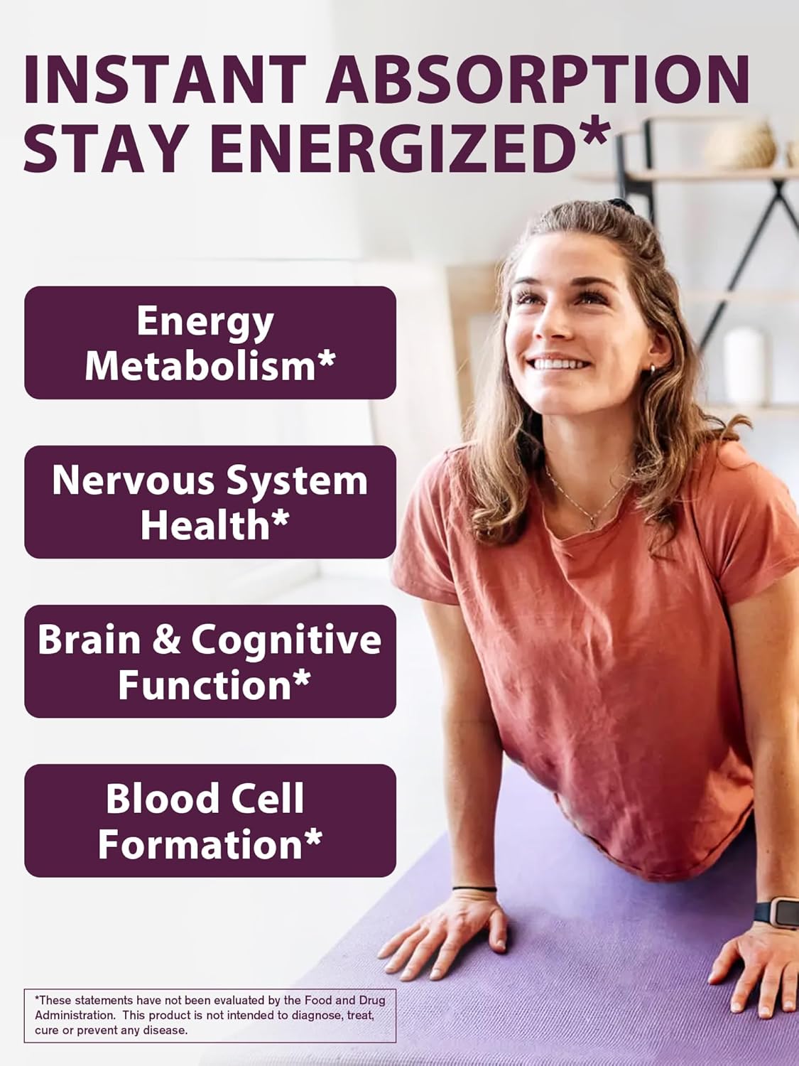 Vitamin B12 Sublingual, Methylcobalamin 5000mcg for Energy Production, Energy, Nerve & Cell Support, Natural Peach Flavor, Vegan, Zero Sugar, 240 Fast Dissolve Tablets
