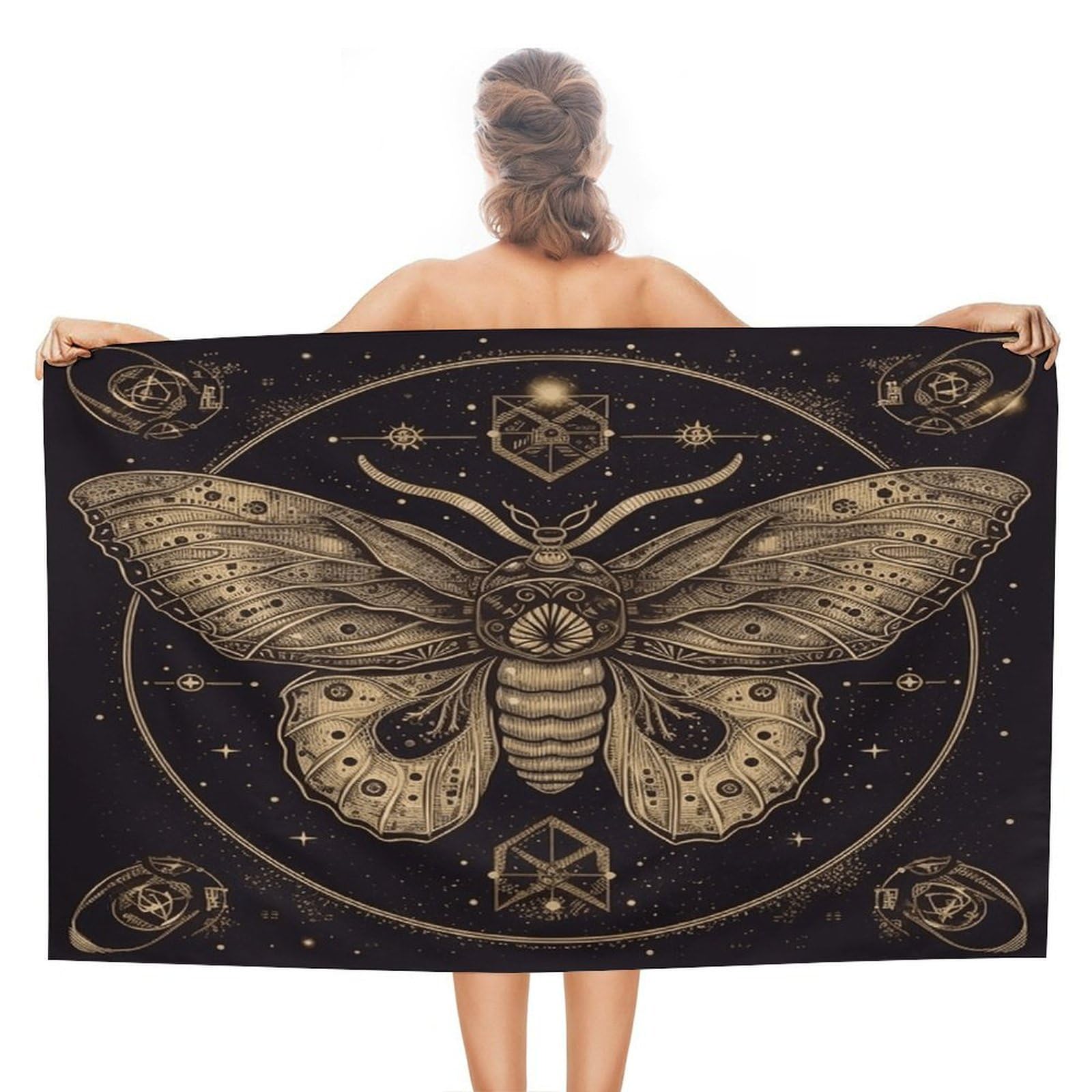 VstaDank Moth Beach Towel 51x31 Inch Oversized Soft Bath Towel Luxury Plush Thick Hotel Swim Pool Towels Super Quick Dry Travel Towels for Camping Gym Sports Yoga