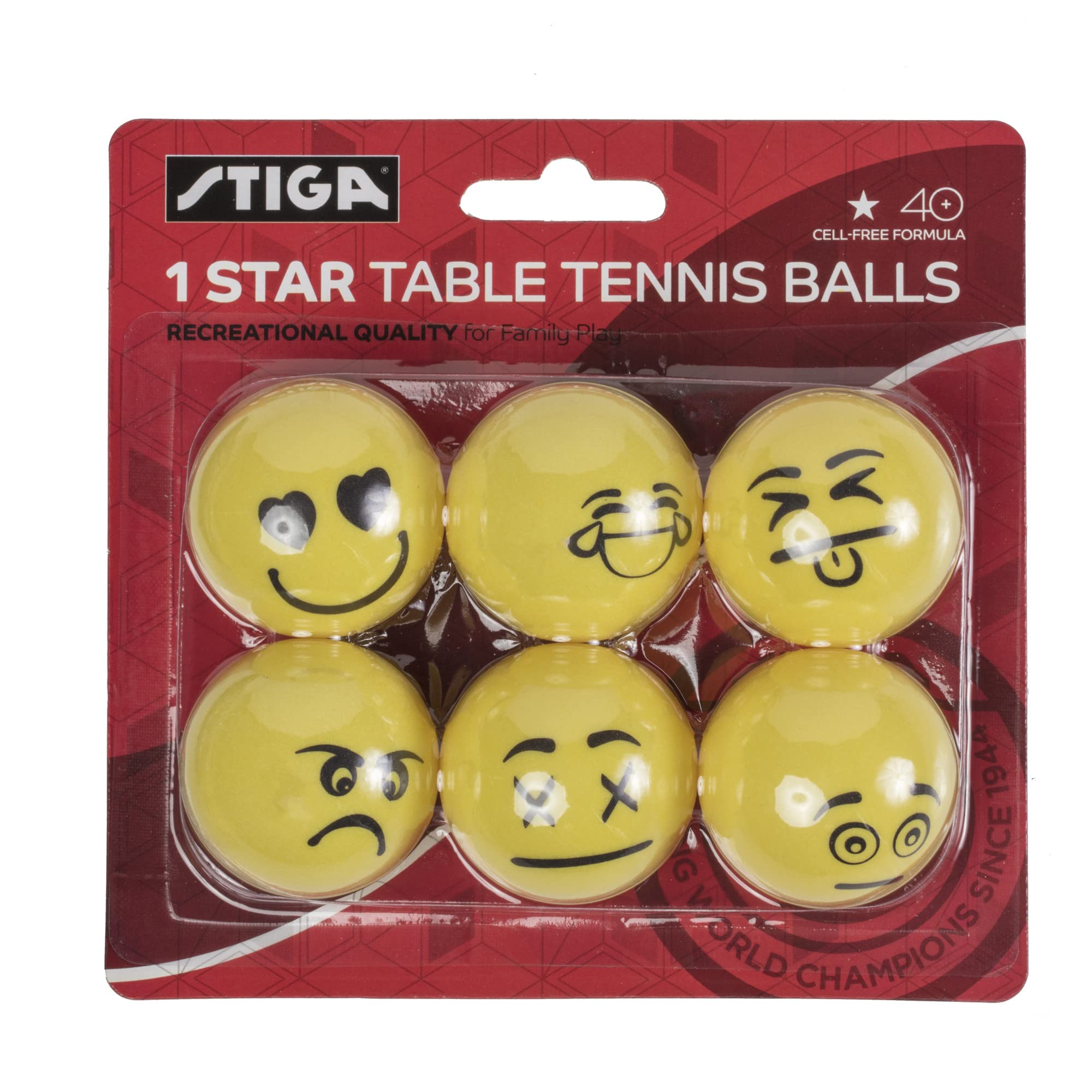 STIGA 6 Pack Emoji Table Tennis Balls 40mm ITTF Regulation Size and