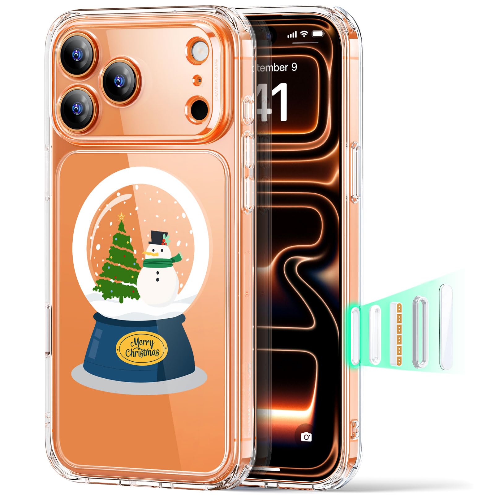 ESR Weihnachten Handyhülle für iPhone 17 Pro Max Hülle mit Kamerasteuerung Capture Button, Kompatibel mit Magsafe, Christmas Case Cover für iPhone 17 Pro Max, Anti-Vergilbung, Christmas Ball