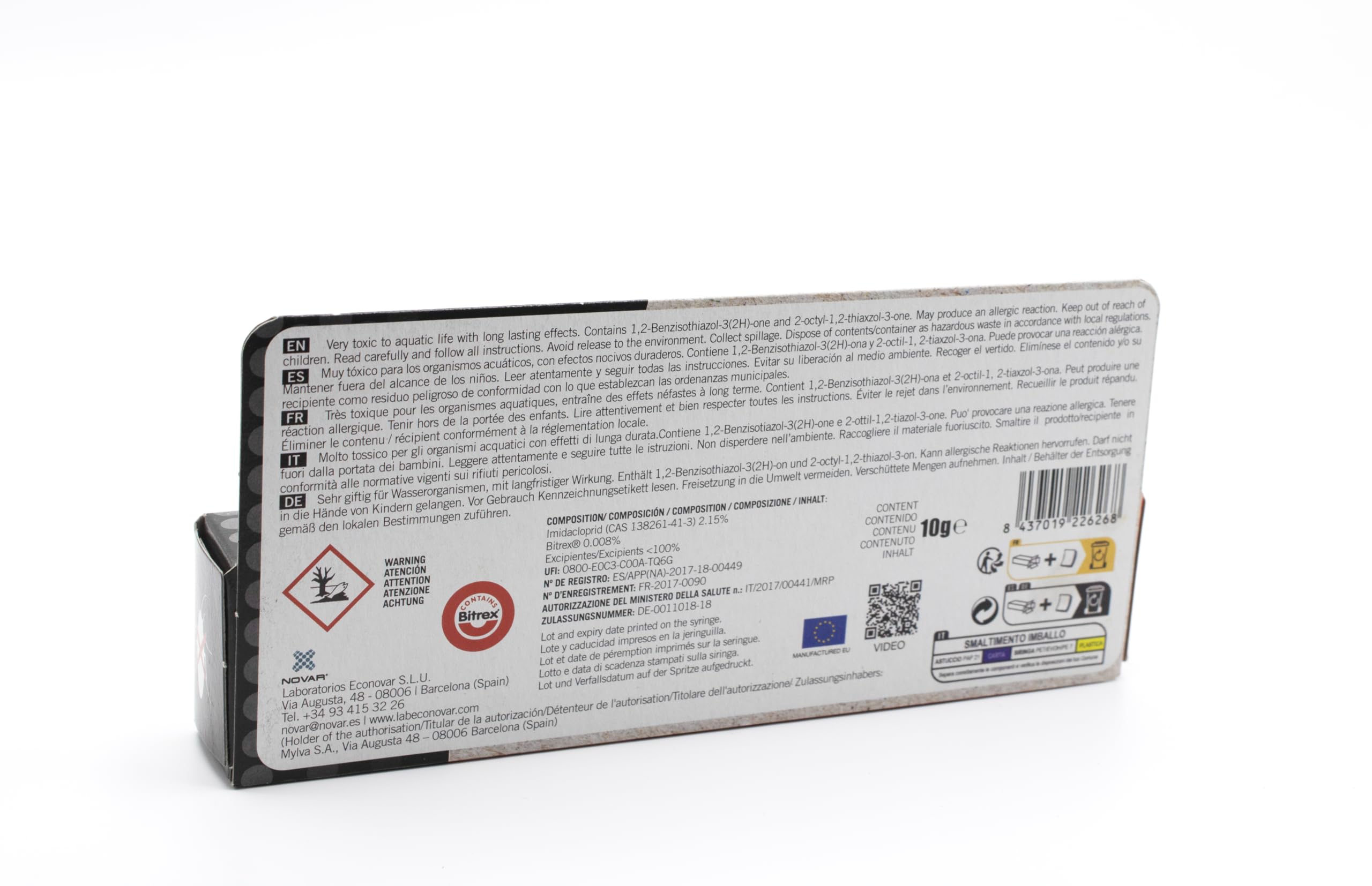 Seringue Anti-Cafards Appât Gel Insecticide Puissant 10g