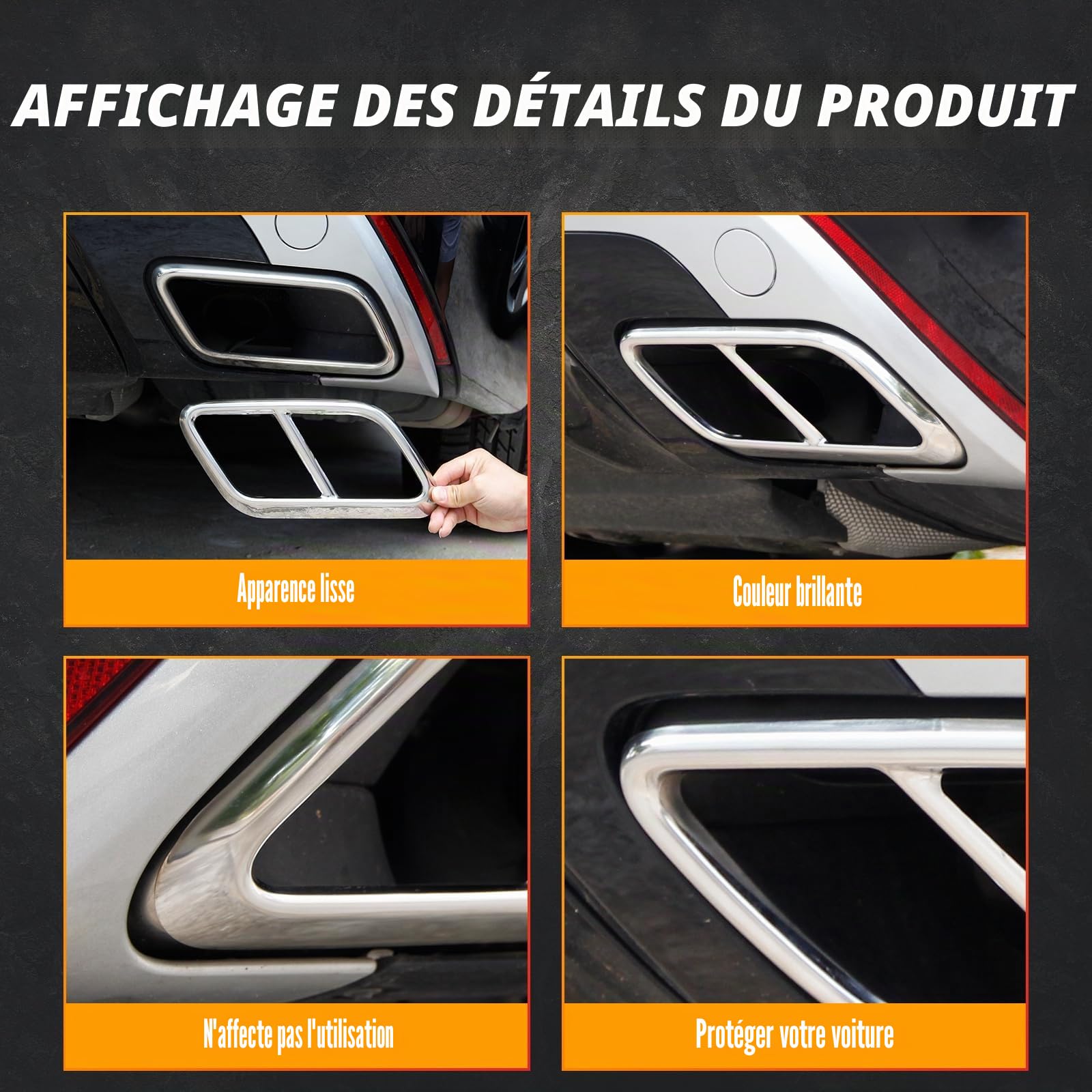 Cache-pot de pot d'échappement extérieur de voiture pour Land Rover Range Rover Velar 2017 2018 2019