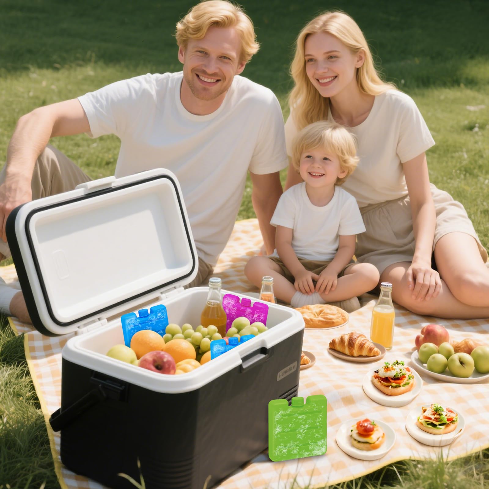 Piccolo Ghiaccioli per Borsa Frigo, 6 Pezzi Mini Siberini per Borsa Termica, Piatto Mattonelle Ghiaccio, Portatile Tavolette Ghiaccio per Picnic, Pesca, Viaggi, Campeggio