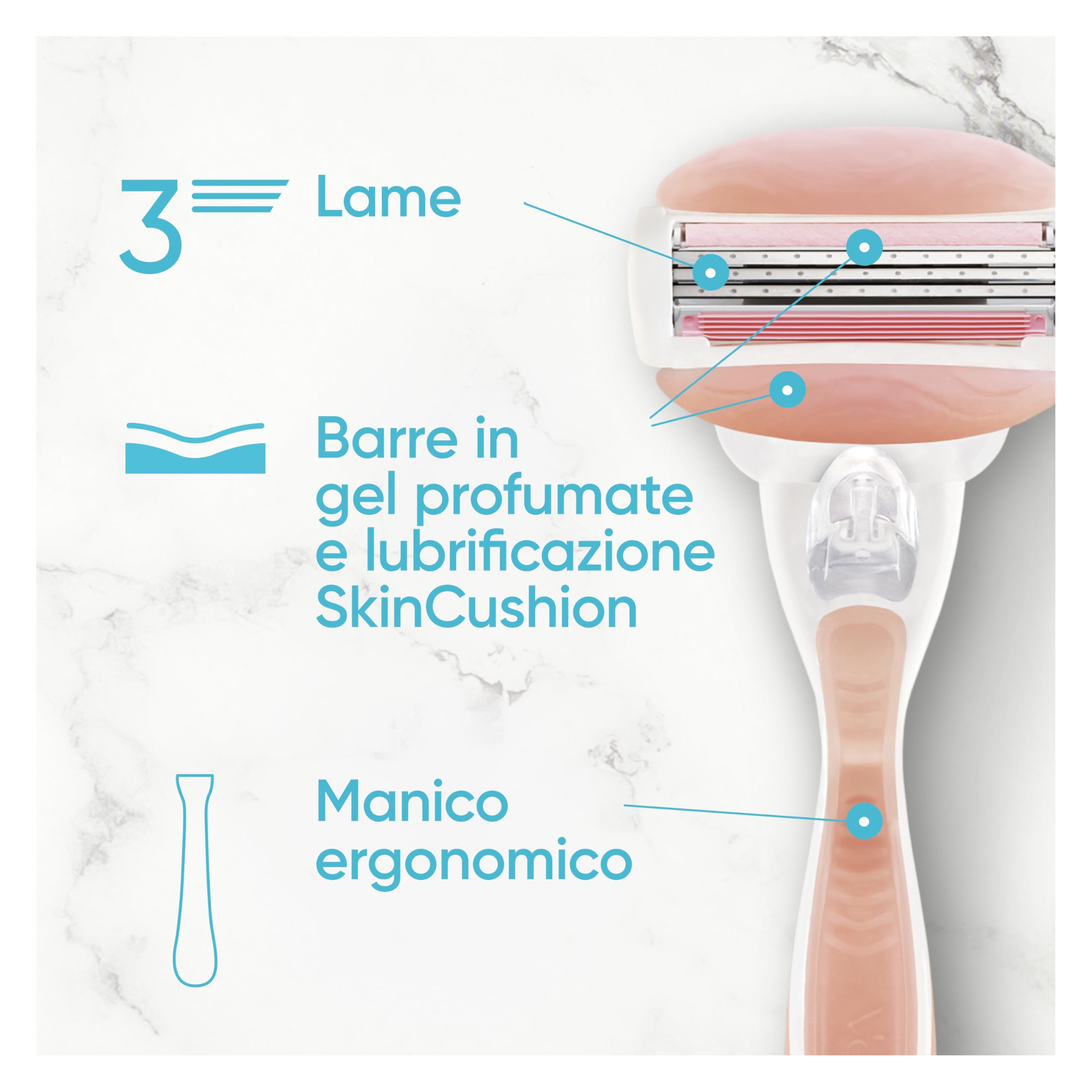 Gillette Venus Comfortglide Spa Breeze, 1 Rasoio Donna Venus, 6 Lamette Donna Da 3 Lame, Per Una Rasatura Liscia E Profonda Che Dura