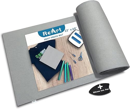 ReArt Cubierta para tabla de planchar, alfombrilla de prensado térmico de 22 x 60 pulgadas, aplicable para máquinas de prensado de calor y proyectos