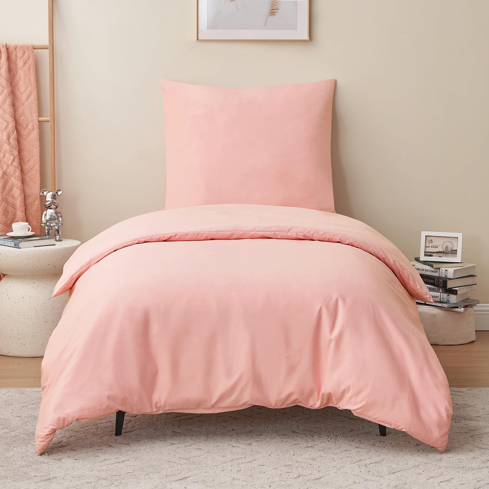 RUIKASI Bettwäsche 155x220 2teilig Rosa - Pink Mikrofaser Bettwäsche-Sets Oeko-TEX, Bettbezüge 155 x 220cm + Kissenbezüge 80x80cm mit Reißverschluss, Weich und Bügelfrei