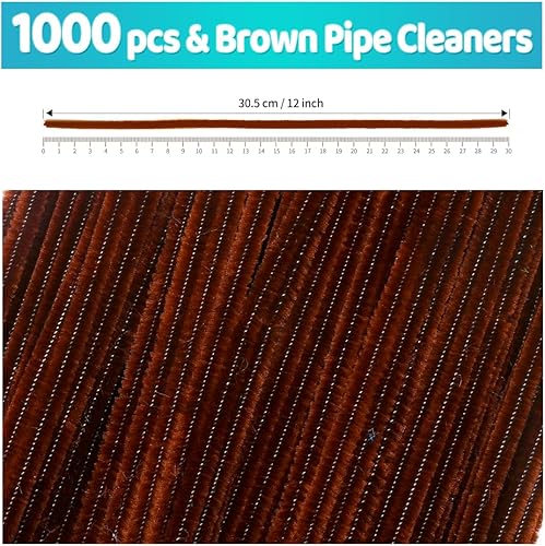 Vista 64 de Iooleem 200 limpiapipas marrones, tallos de chenilla, limpiadores de tuberías para manualidades, limpieza de tuberías para manualidades, suministros