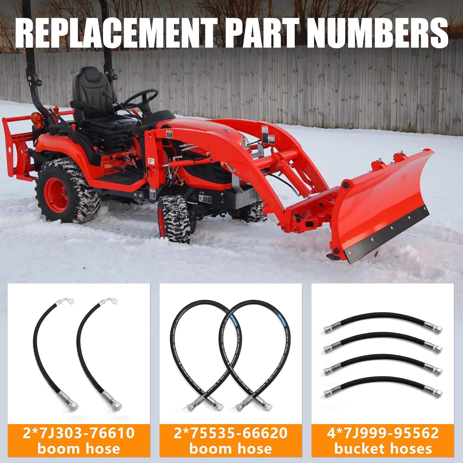 Front Loader Hydraulic Hoses Kit for Kubota LA350a LA401 LA402 LA402-1 7J303-76610 75535-66620 7J999-95562