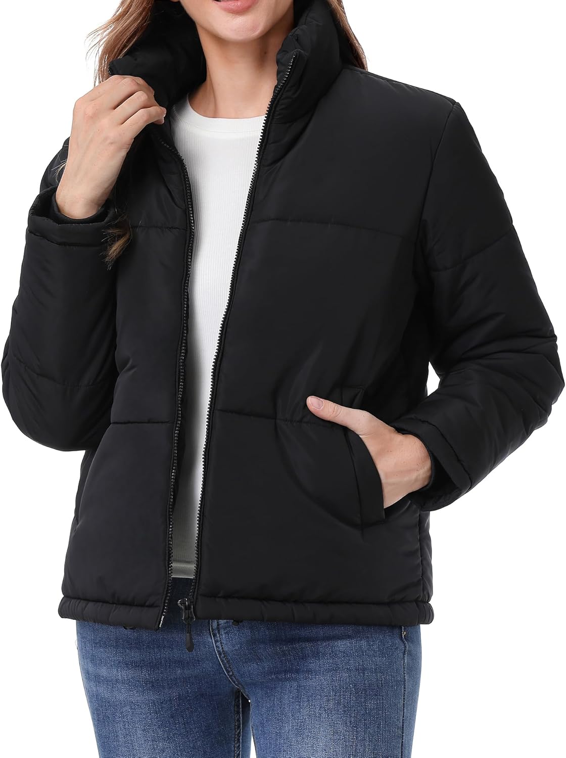 Women's Warm Winter Coat Waterproof Puffer Jacket Full-Zip Lightweight Winter Jacket - Image 7