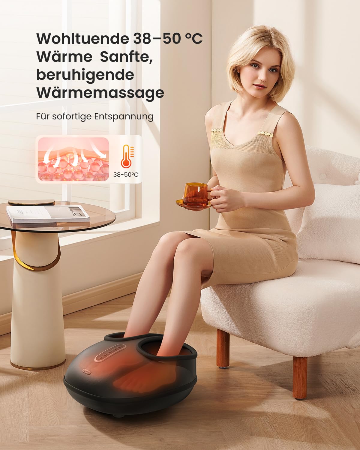 RENPHO Fußmassagegerät mit wohltuender Wärme, Shiatsu Fussmassagegerät | Flexibles Soft-Material, Shiatsu für Zehen und Fußgewölbe, 3 Luftdruck und Knetstufen, Fernbedienung, Geschenke für Frauen