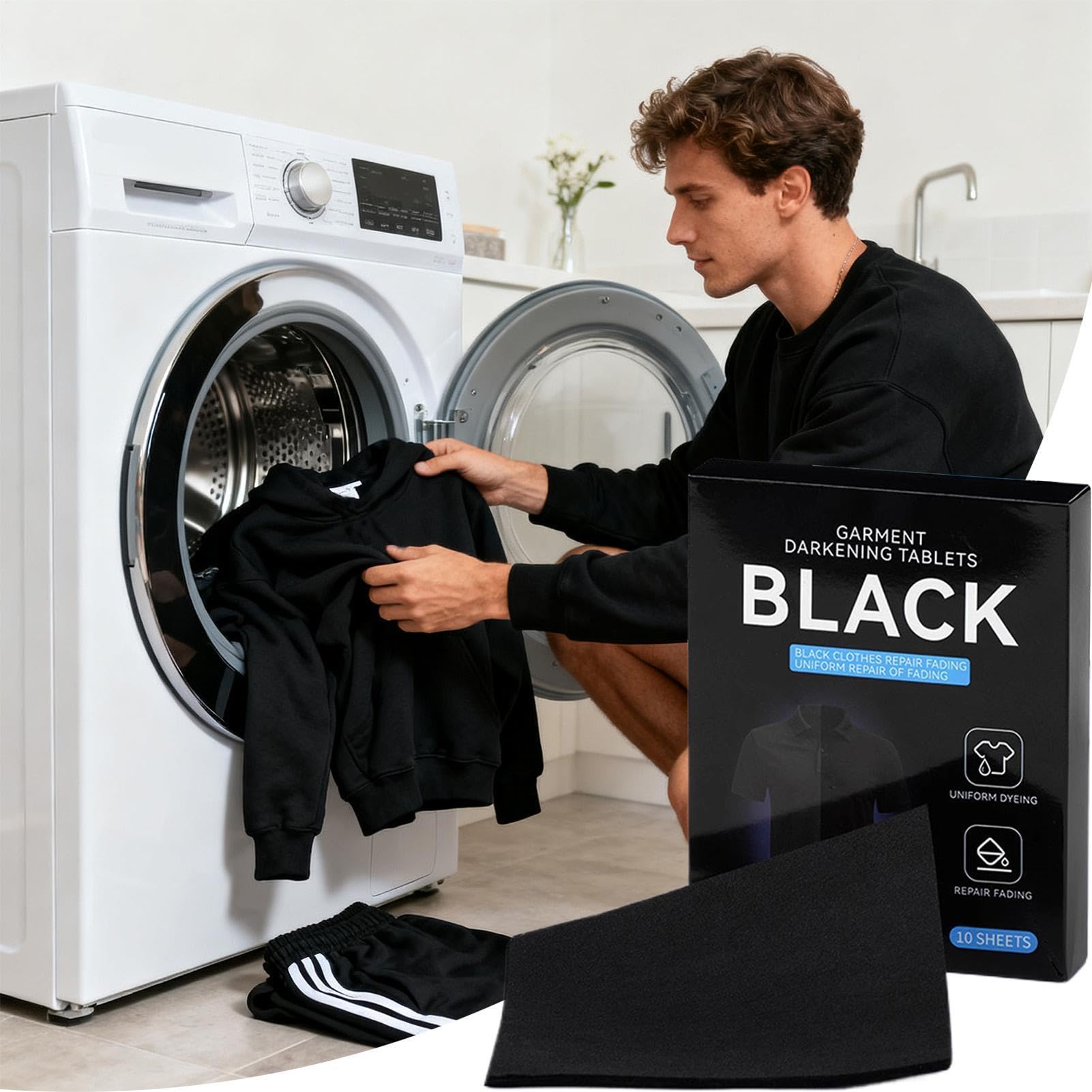 Dye for Clothing, Natural Black Laundry Supplies - 10 sztuk Tekstylnych farb do malowania tkanin | do wełnianej bawełny i jedwabiu i lnu T-shirty jeansowe buty spodnie art & Crafts Detailing Home